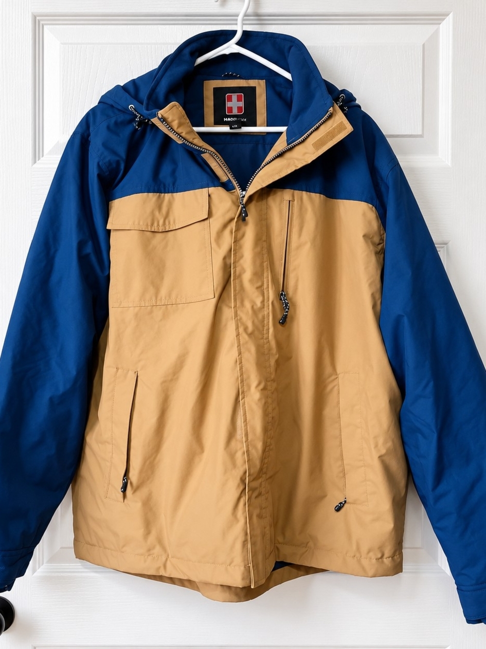 Swiss Tech Two-Tone Hooded  Jacket in Blue and Brown Size Large 42-44